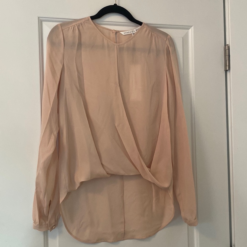 Veronica Beard Size 6 Logan Surplice Top Blouse Top 100% Silk Blush